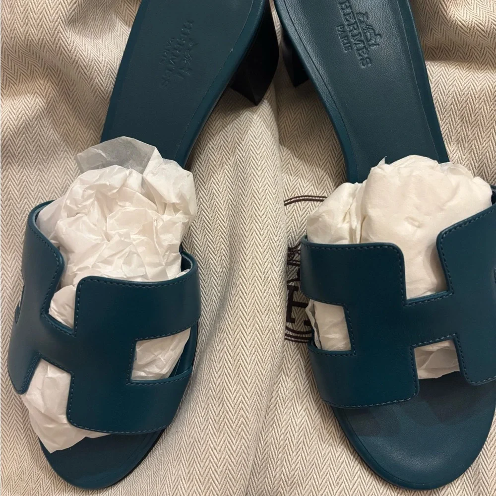 Hermes oasis Blue Slide Sandals - Picture 1 of 3